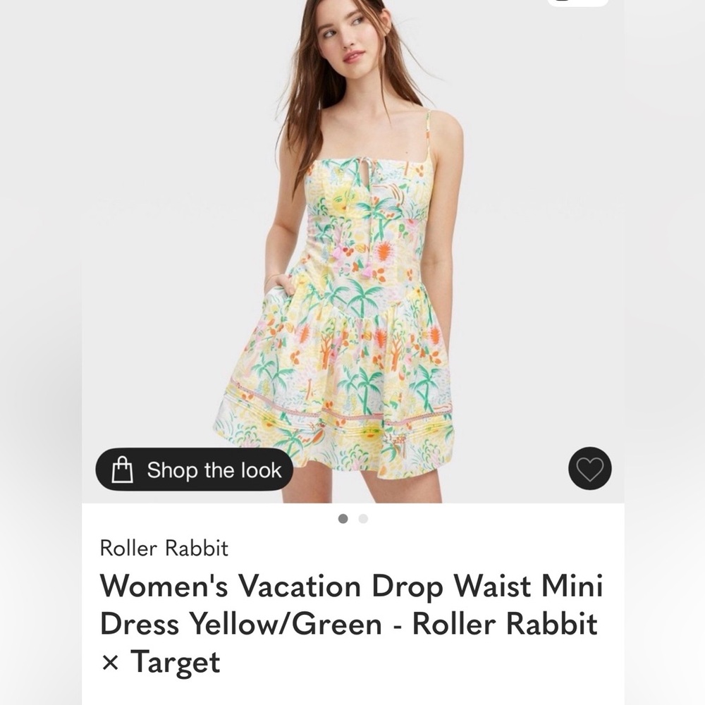 Women's Vacation Drop Waist Mini Dress Yellow/Green - Roller Rabbit
× Target